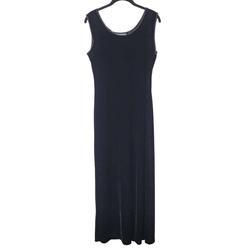 Carol Anderson Black Velvet Maxi Dress Sleeveless Minimalist 90s Formal Goth